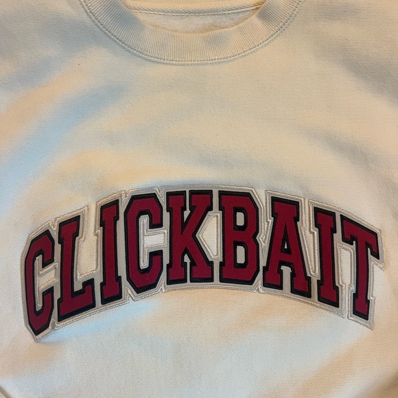 Clickbait Cream Maroon Crewneck Sweatshirt Large EUC - Picture 2 of 5